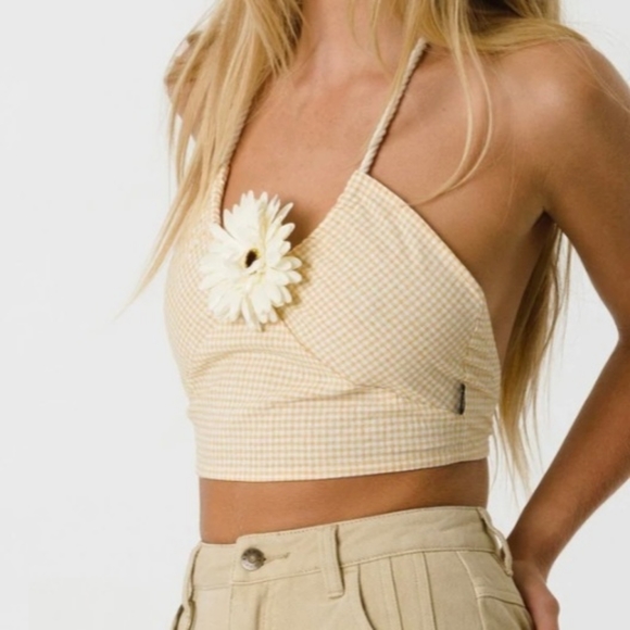 Afends Tops - Afends Gingham Halter Crop Top Size 8
